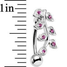 Load image into Gallery viewer, Pink Gem Stainless Steel Creeping Vine Top Mount Belly Ring
