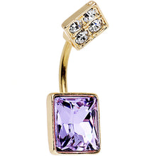 Load image into Gallery viewer, Clear Gem Gold Anodized Lovely Large Purple Square Cut Gem Belly Ring
