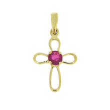 将图片加载到图库查看器，.18ct Ruby Cross Religious Pendant 10KT Yellow Gold
