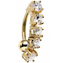 Load image into Gallery viewer, Clear Cubic Zirconia Plated Cinco Top Mount Belly Ring
