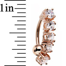 Load image into Gallery viewer, Clear Cubic Zirconia Rose Gold Plated Cinco Top Mount Belly Ring

