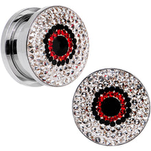 Load image into Gallery viewer, 5/8 Clear Red Black Gem Look Me in the Eye Screw Fit Plug Set
