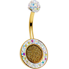 Load image into Gallery viewer, Aurora Gem Paved Gold IP Glitter Center Belly Ring
