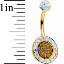 Load image into Gallery viewer, Aurora Gem Paved Gold IP Glitter Center Belly Ring
