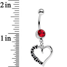 Load image into Gallery viewer, Red Gem Lovely Language I Love You Hollow Heart Dangle Belly Ring
