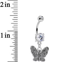 将图片加载到图库查看器，Clear Gem Springtime Patterns Butterfly Dangle Belly Ring
