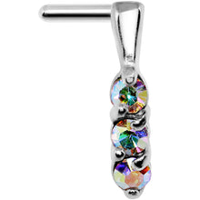 Load image into Gallery viewer, 18G Aurora Gem Steel Faux Hoop L Shaped Nose Ring
