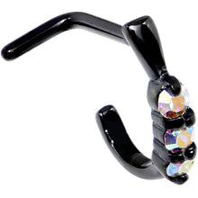 Load image into Gallery viewer, 18G Aurora Gem Black PVD Faux Hoop L Shaped Nose Ring
