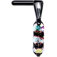 Load image into Gallery viewer, 18G Aurora Gem Black PVD Faux Hoop L Shaped Nose Ring
