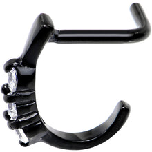 Load image into Gallery viewer, 18G Clear Gem Black PVD Faux Hoop L Shaped Nose Ring
