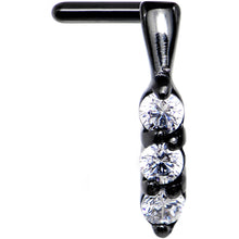 Load image into Gallery viewer, 18G Clear Gem Black PVD Faux Hoop L Shaped Nose Ring
