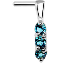Load image into Gallery viewer, 18G Aqua Gem Steel Faux Hoop L Shaped Nose Ring
