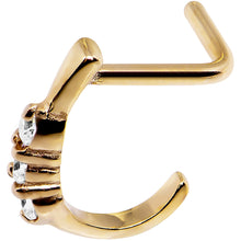 Load image into Gallery viewer, 18G Clear Gem Gold PVD Faux Hoop L Shaped Nose Ring
