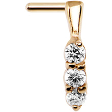 Load image into Gallery viewer, 18G Clear Gem Gold PVD Faux Hoop L Shaped Nose Ring
