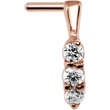 Load image into Gallery viewer, 18G Clear Gem Rose Gold PVD Faux Hoop L Shaped Nose Ring
