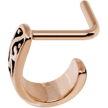 Load image into Gallery viewer, 18G Rose Gold PVD Swirl Deco Faux Hoop L Shaped Nose Ring
