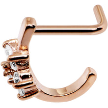 Load image into Gallery viewer, 18G Gem Rose Gold PVD Flower Faux Hoop L Shaped Nose Ring
