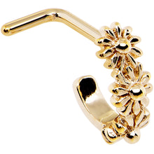将图片加载到图库查看器，18G Gold PVD Daisy Flower Chain Faux Hoop L Shaped Nose Ring
