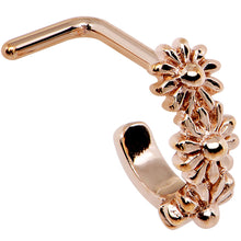 Load image into Gallery viewer, 18G Rose Gold PVD Daisy Flower Chain Faux Hoop L Shaped Nose Ring
