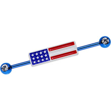 Load image into Gallery viewer, Clear Gem Blue USA All Day American Flag Industrial Barbell 38mm
