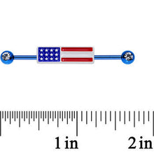 Load image into Gallery viewer, Clear Gem Blue USA All Day American Flag Industrial Barbell 38mm
