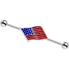 Load image into Gallery viewer, 14G USA Old Glory American Flag Industrial Barbell 38mm
