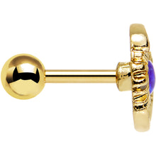 Load image into Gallery viewer, Purple Faux Opal Gold Anodized Moon and Sun Tragus Cartilage Earring
