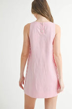 将图片加载到图库查看器，Linen Mix Side Ric Rac A-Line Mini Dress for Women – Casual Mini Dress, Summer Dress, A-Line Dress, Chic Peasant Dress, Vacation Dress, Flattering Fit Dress
