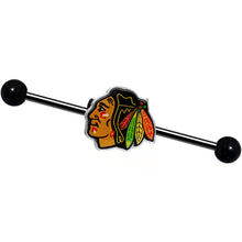 Load image into Gallery viewer, Licensed NHL Black Chicago Blackhawks Logo Industrial Barbell 38mm
