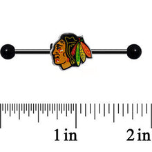 Load image into Gallery viewer, Licensed NHL Black Chicago Blackhawks Logo Industrial Barbell 38mm
