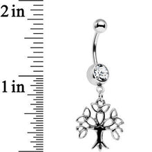 Load image into Gallery viewer, Clear Gem Celtic Knot Triquetra Tree of Life Dangle Belly Ring
