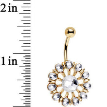 将图片加载到图库查看器，Clear Gem Gold Anodized Ancient Aster Flower Belly Ring
