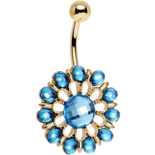 将图片加载到图库查看器，Aqua Gem Gold Anodized Ancient Aster Flower Belly Ring
