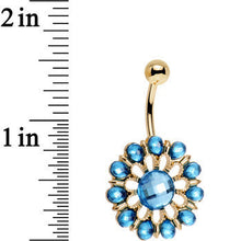 将图片加载到图库查看器，Aqua Gem Gold Anodized Ancient Aster Flower Belly Ring
