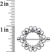 Load image into Gallery viewer, 14G 1 1/16 Clear Gem Always Angelic Halo Heart Nipple Shield Set

