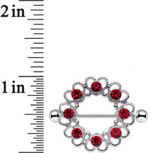 Load image into Gallery viewer, 14G 1 1/16 Red Gem Daring Little Devil Halo Heart Nipple Shield Set
