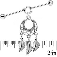 Load image into Gallery viewer, 14G Natural Love Dreamcatcher Dangle Industrial Barbell 39mm
