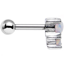 Load image into Gallery viewer, 18G White Synthetic Opal Steel Triad Tragus Cartilage Earring
