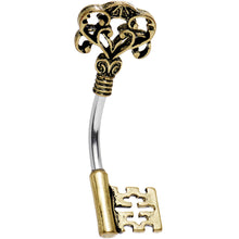 将图片加载到图库查看器，Artistically Antique Skeleton Key Double Mount Belly Ring
