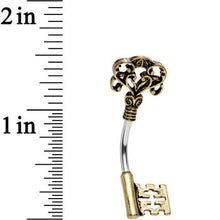 将图片加载到图库查看器，Artistically Antique Skeleton Key Double Mount Belly Ring
