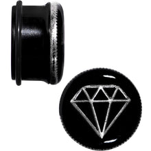 Load image into Gallery viewer, 7/8 Black PVD Show Me Shapes Rhombus Single Flare Plug Set
