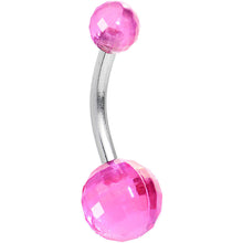 将图片加载到图库查看器，Pink Acrylic Big Bottom Disco Ball Basic Belly Ring
