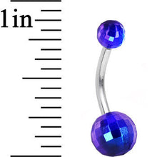 Load image into Gallery viewer, Dark Blue Acrylic Big Bottom Disco Ball Basic Belly Ring
