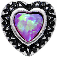 Load image into Gallery viewer, 16G 1/4 Pink Faux Opal Frame Heart Tragus Cartilage Earring
