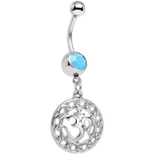 Load image into Gallery viewer, Faux Turquoise Circular Frame Spend the Day At Ohm Dangle Belly Ring

