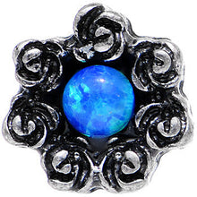 Load image into Gallery viewer, 16G 1/4 Blue Faux Opal Rose Flower Frame Tragus Cartilage Earring
