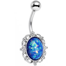 Load image into Gallery viewer, Blue Faux Opal Who Could Be So Fair Frame Belly Ring
