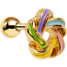 Load image into Gallery viewer, 16G 1/4 Gold Anodized Festive Wreath Tragus Cartilage Earring
