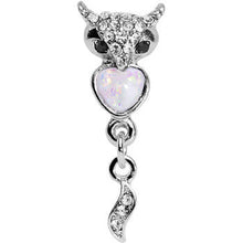 Load image into Gallery viewer, 16G 1/4 White Faux Opal Heart of an Owl Dangle Cartilage Earring
