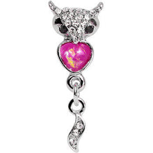 Load image into Gallery viewer, 16G 1/4 Pink Faux Opal Heart of an Owl Dangle Cartilage Earring
